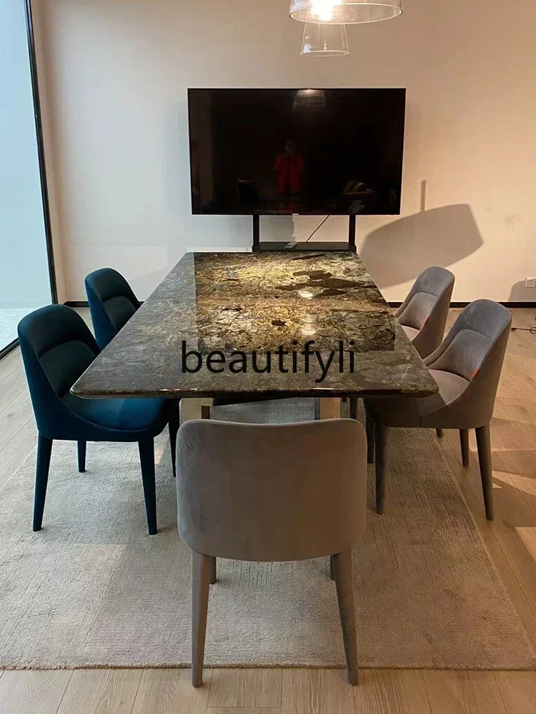 2003 Blue Jade Square Table Natural Marble Sapphire Dining Table Luxury Stone Dining Table