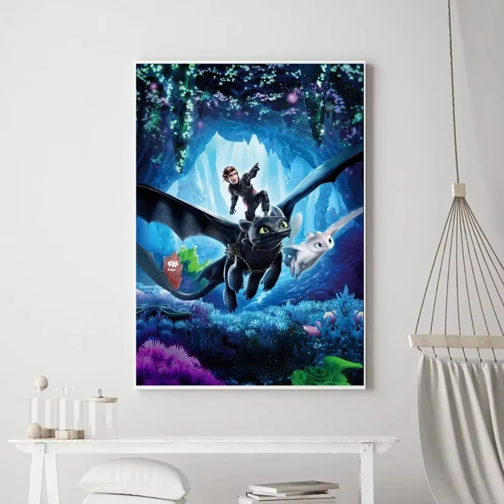 Dragon T-Toothless Art Poster Vintage Poster Prints Art Home Painting Bathroom Kitchen Bar Accessories