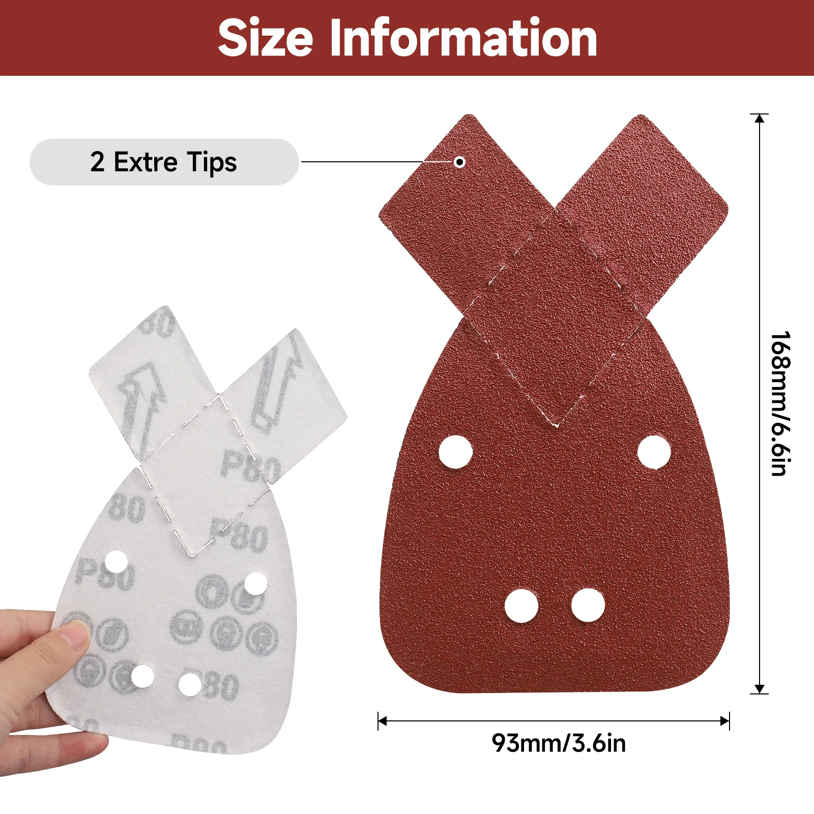 100Pcs Mouse Sander Pad 4 Hole Sanding Sheets Hook and Loop, Multitool Detail Sander Sandpaper for Grinding Polishing Wood Metal