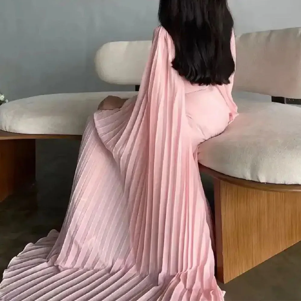 Customized High Quality Chiffon Evening Dress Temperament Long Sleeves Square Neck Bespoke Occasion Gowns Saudi Arabia 2025