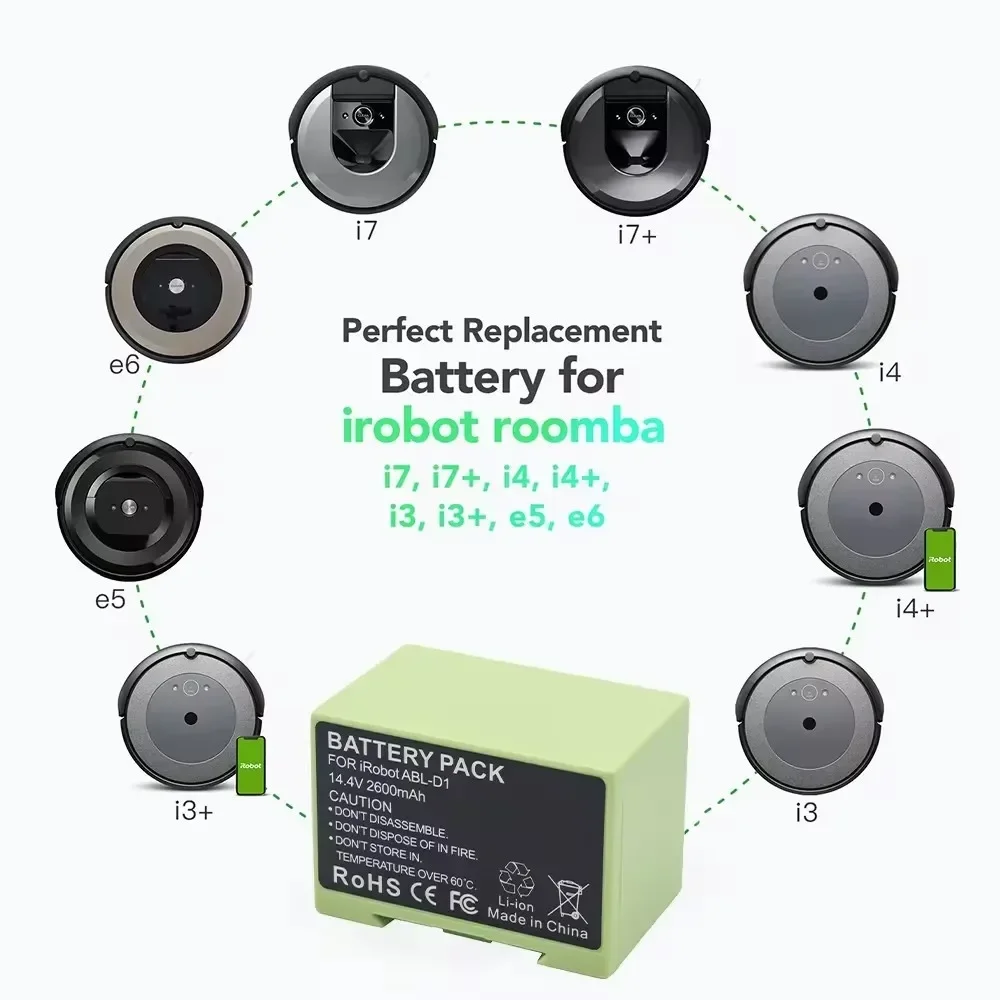 Original Replacement Battery ABL-D1 For iRobot Roomba i7 i7+ i8 e5 e6 7550 5150 e515020 e57150 e5152 e5154 e5158 i3 i4 6800mAh