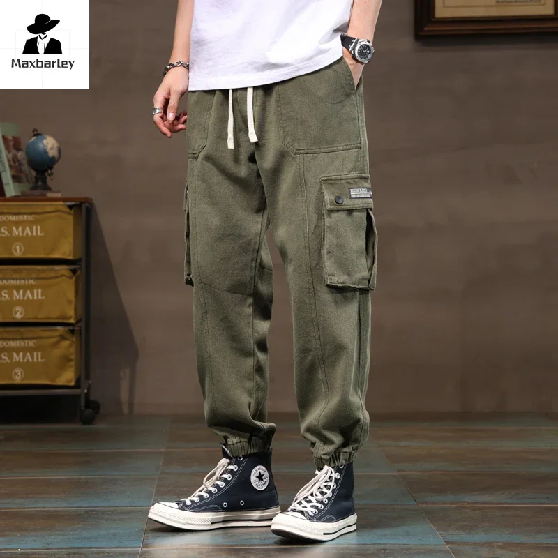 Autumn Men's Cargo Pants New Solid Color Multi-Pocket Casual Loose Outdoor Camping Sweat Pants Men's Versatile Harem Pants