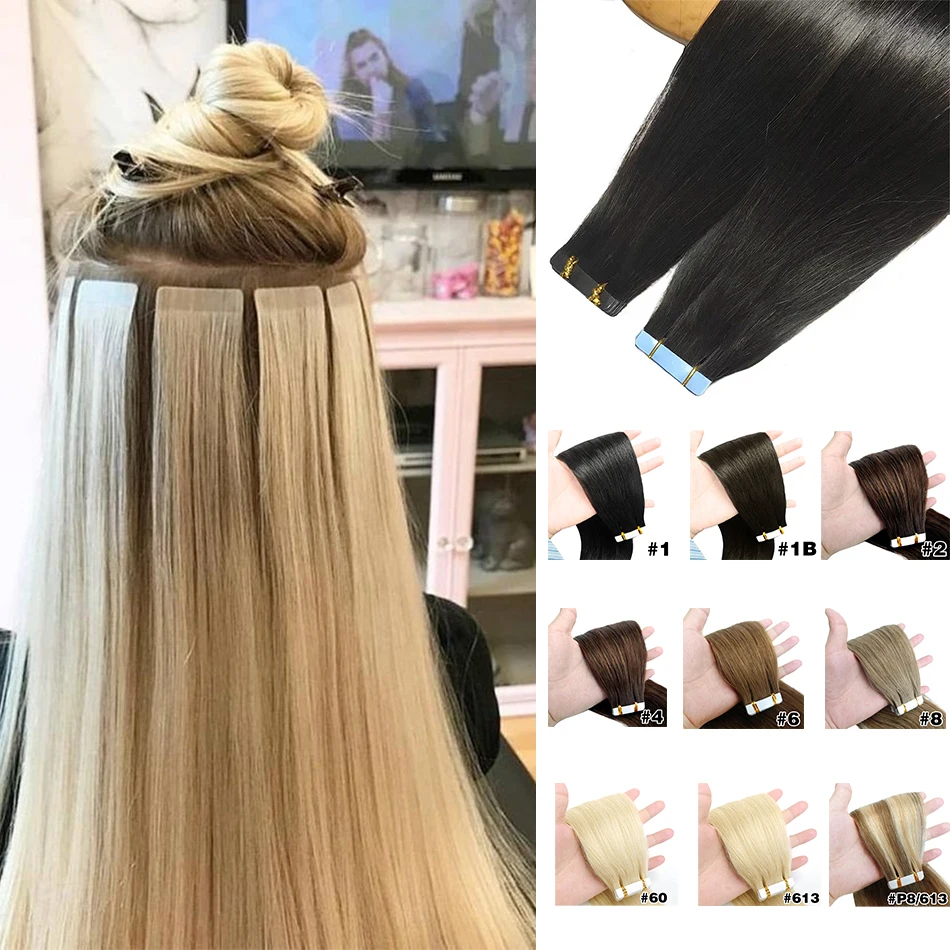 tape-in-hair-extensions-remy-human-hair-straight-seamless-skin-weft-tape-hair-extensions-natural-black-hair-brown-for-women
