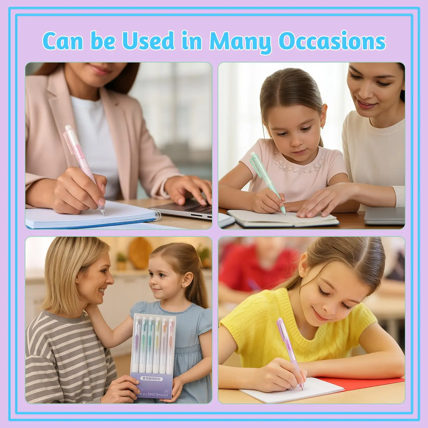 향기 나는 플래싱 지워지는 젤 잉크 펜 6개, 0.7mm 리트랙터블, 지우개 포함, 다채로운 색상, 저널링, 드로잉, 사무실, 학교용