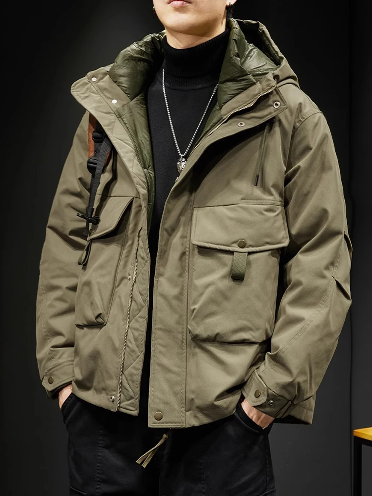 

Мужская зимняя утепленная куртка из хлопка с капюшоном, морозостойкая, молодежная, модная, на молнии