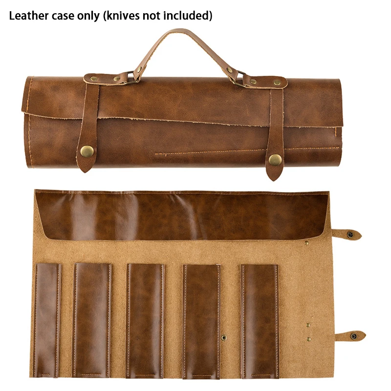 XITUO New Kitchen Knife Storage Bag Portable Genuine Leather Case 3.5\