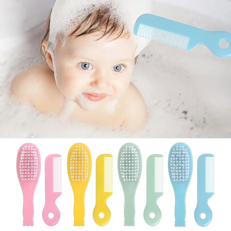 Bebê escova de cabelo & pente conjunto crianças escova de cabelo macio náilon cerdas cradle caps escova de cabelo para criança infantil massagem qx2d