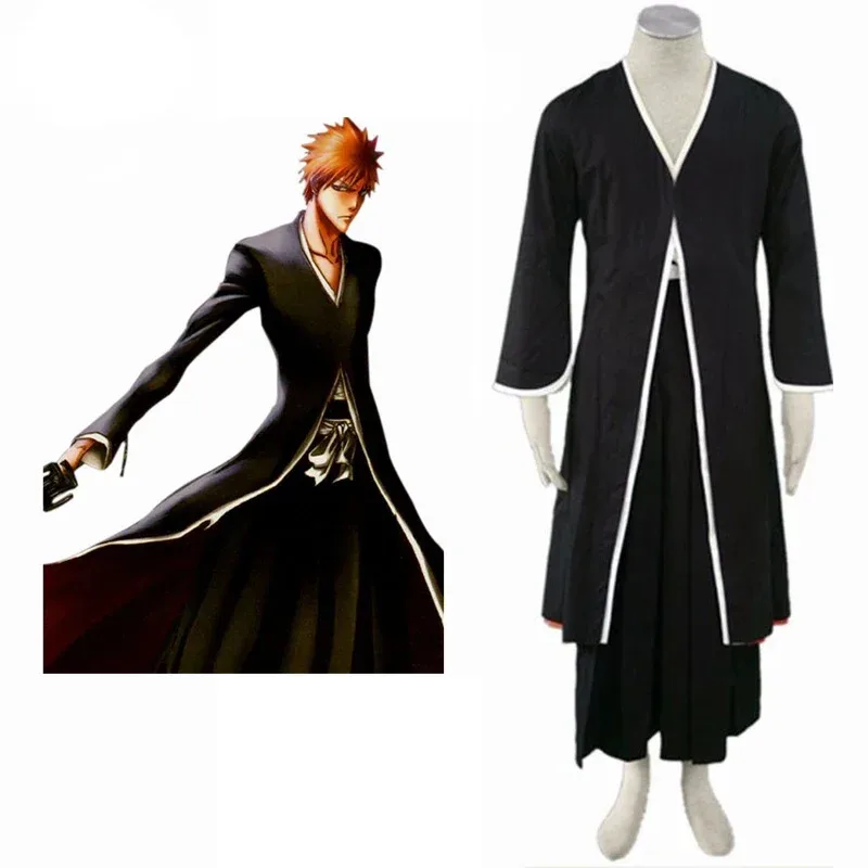 

Ainclu Anime Bleach Kurosaki Ichigo Cosplay Costume Men Black Uniform Outfits Customized Size if;3