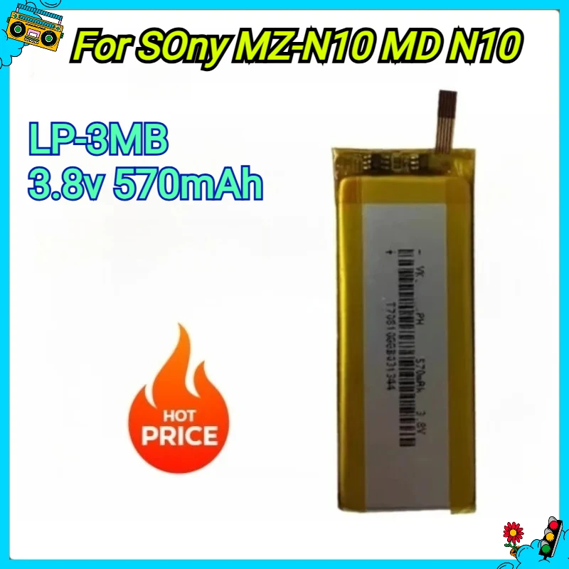 New Battery for Sony MZ-N10 MD N10 Batteries LIP-3WMB Battery 570mAh
