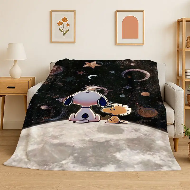 HD Funny S-Snoopy Cartoon Dog Flannel Blanket Soft Warm Throw Blanket for Bedroom Living Room Bed Travel office Picnic Fest Gift