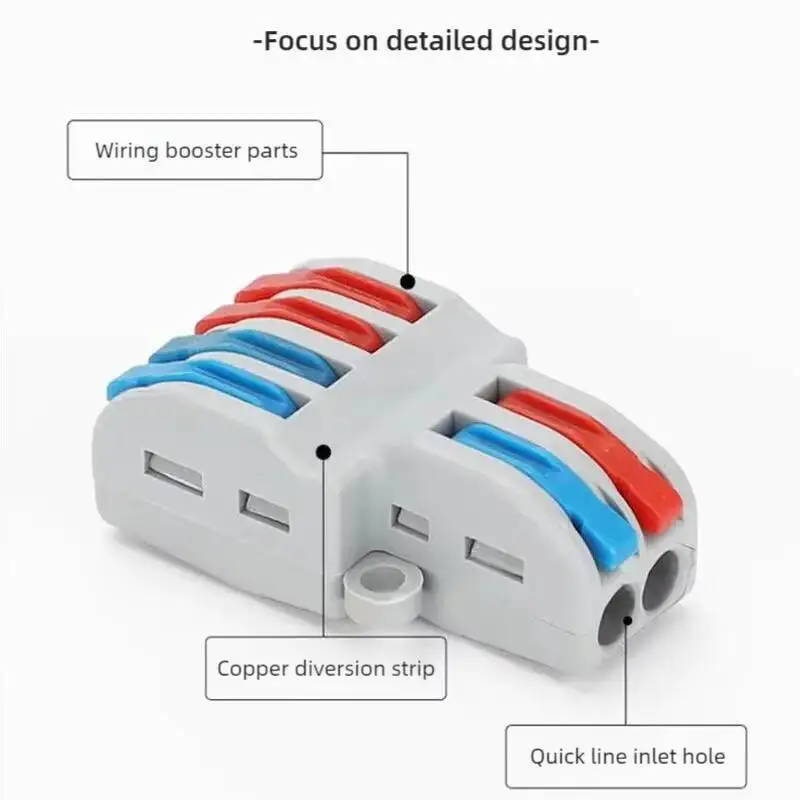 Wire Connector Electrical Cable Press-type Connectors Multiple Inputs out Push-in Quick Terminal Blocks LED Splitter Wiring Tool