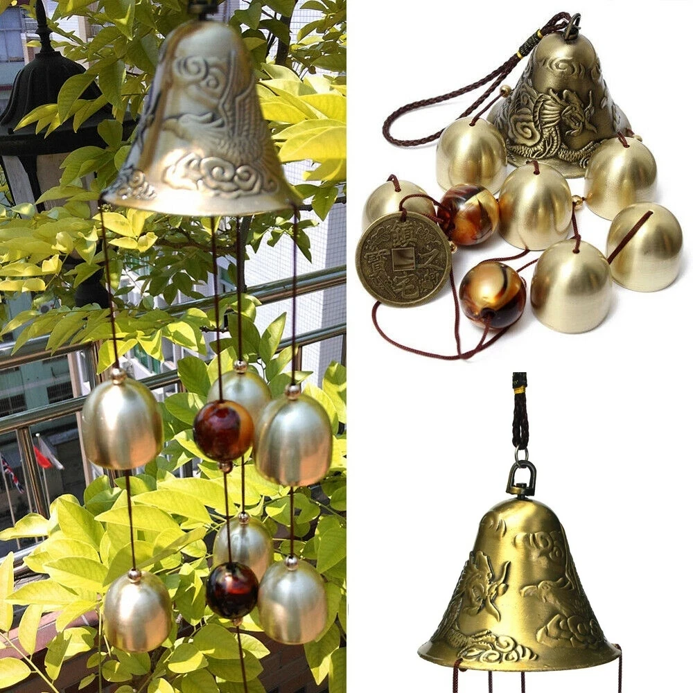 

Fengshui Dragon Phoenix Windgong Delicate Aeolian Copper Bells Wind Chimes Hanging Decoration Cion Pendant for Balcony Room Home