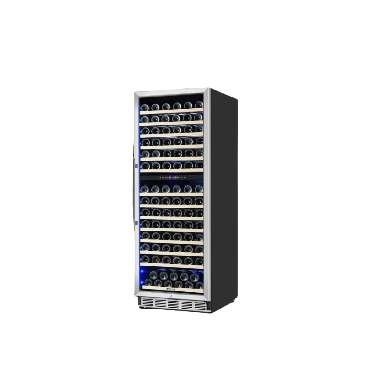 154-Bottle Capacity Electric Freestanding Wine Cooler 24 Inch Large Built-in Stainless Steel Wine Fridge Display for Household