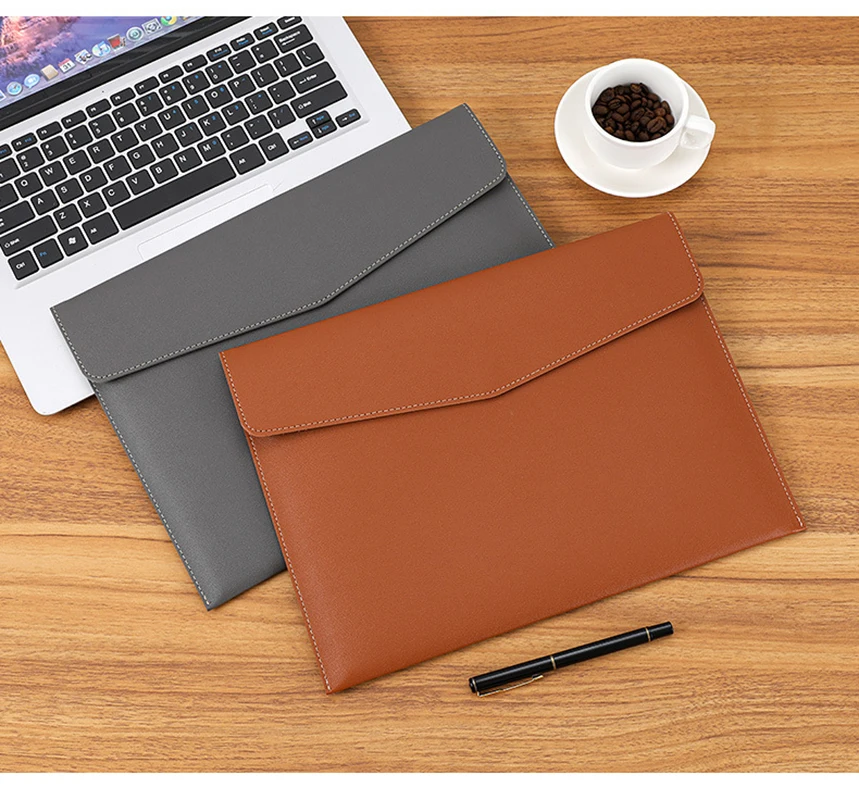 Leather Document Bag Office A4 Envelope Document Holder PU Leather A4 File Pouch Femmel Organizer File Bag