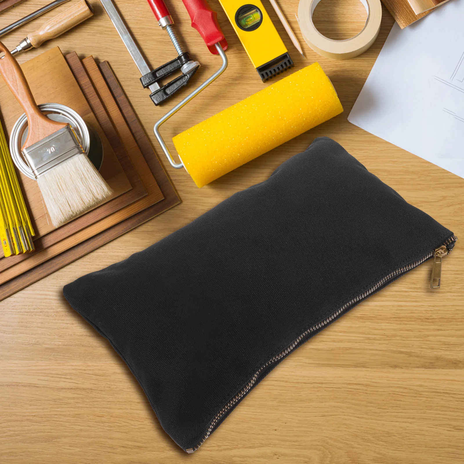 

Small Canvas Tool Bag Durable Wear Resistant Multipurpose Zipper Pouch for Electricians Builders Tool Storage Organizer