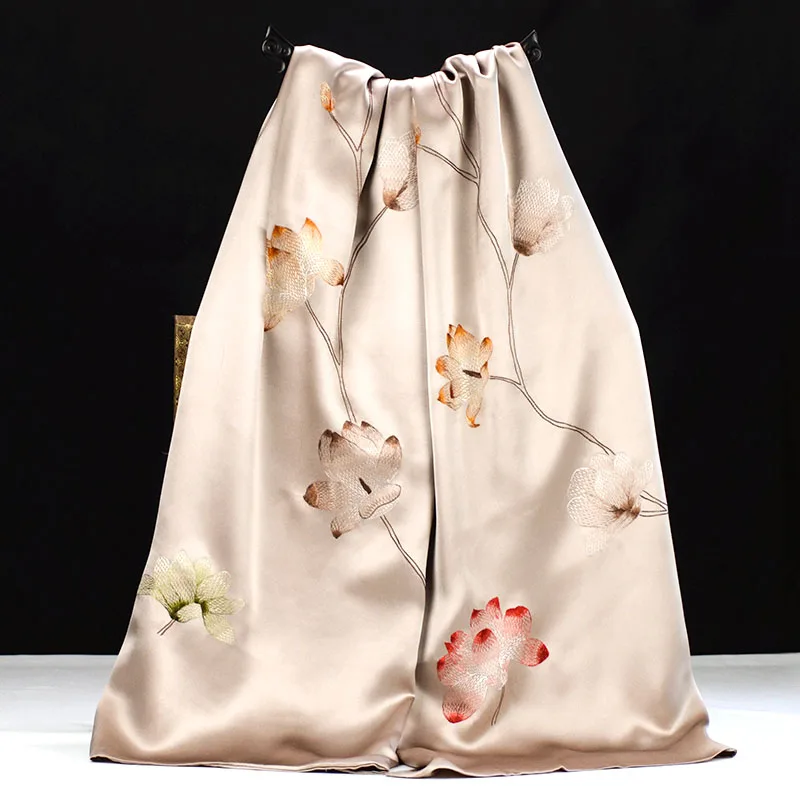 Xiuzhuang Self sells 2023 Festival Gifts for Elderly Scarves Handmade Suzhou Embroidered Mulberry Silk shawl Scarves