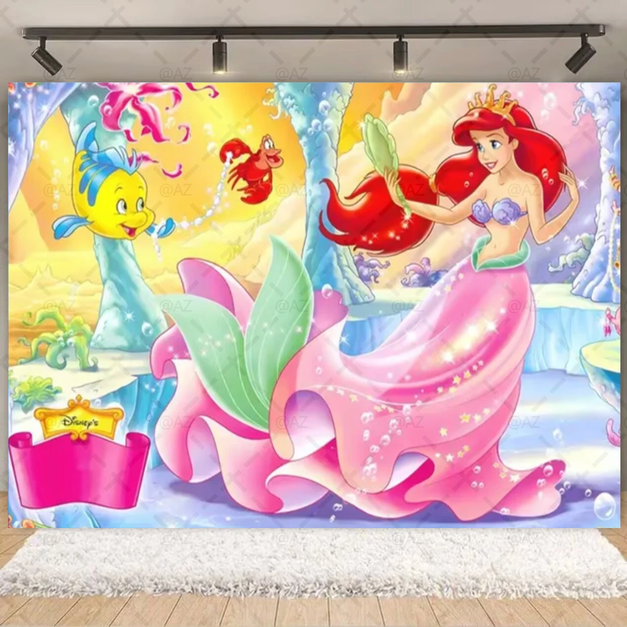 Tło Disney Ariel Księżniczka Mała Syrenka Dekoracja na Urodziny Uroczystość Baby Shower Upominek dla Dziewczynki Rekwizyt do Pokoju