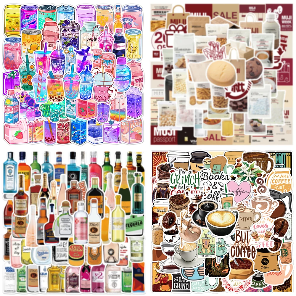 10/30/50PCS Cartoon Food Stickers Series Creative Doughnut Graffiti Helmet Luggage iPad Notebook Skateboard Decoration Wholesale