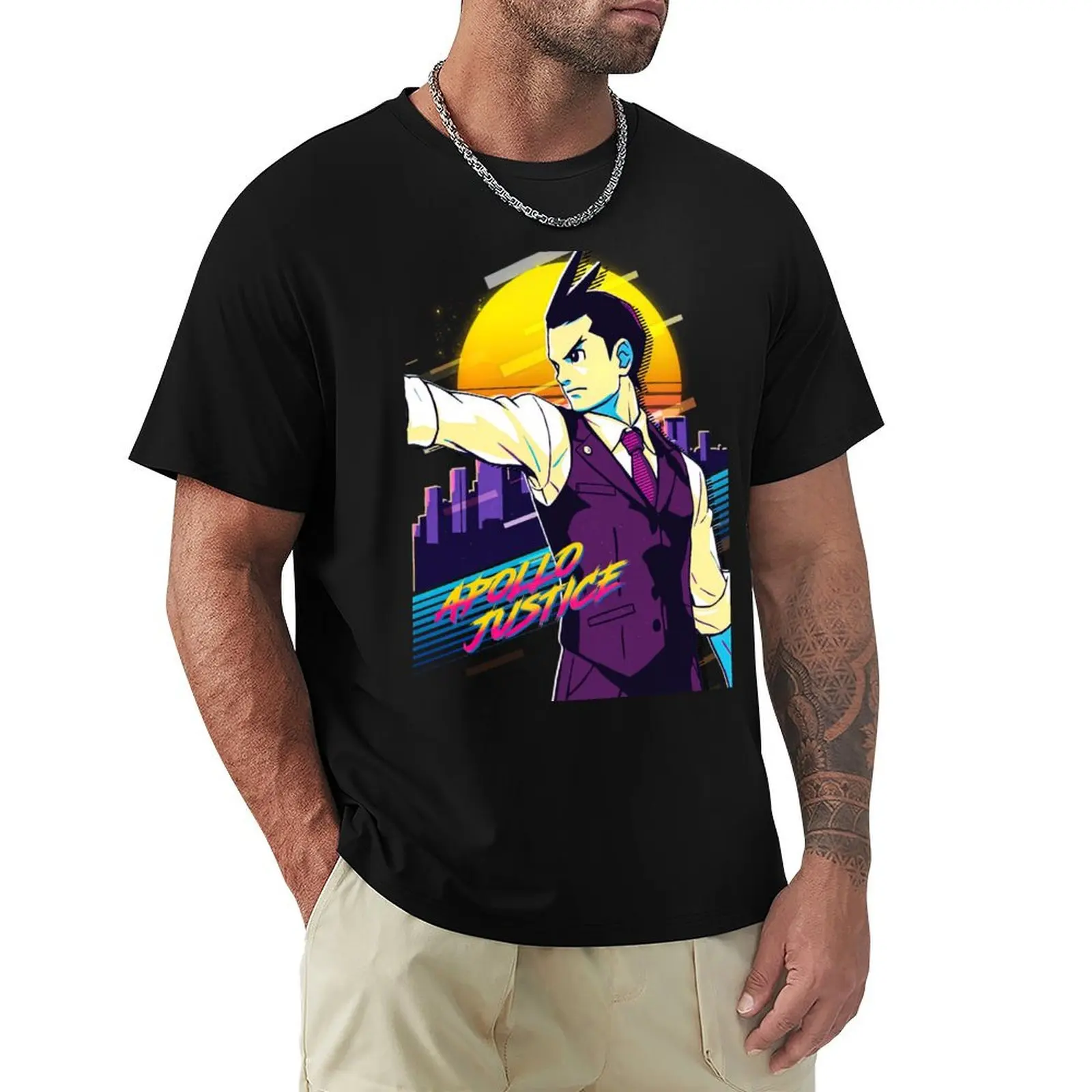Ace Attorney Apollo Justice T-Shirt Minimalist Casual Short Sleeve Top
