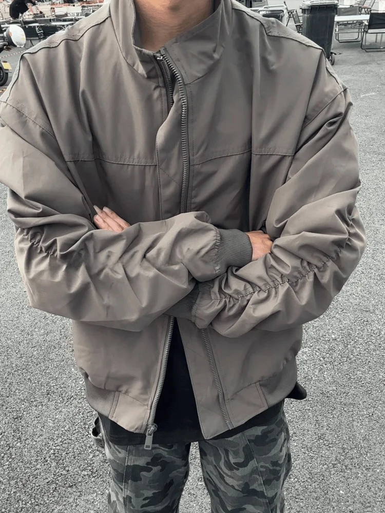 سترة رجالية بيضاء بيضاوية قصيرة من كلينفيت لفصل الخريف، ذات إحساس راقٍ وأسلوب أمريكي أنيق، بياقة عالية وأكمام طويلة وسحاب، تص... #5