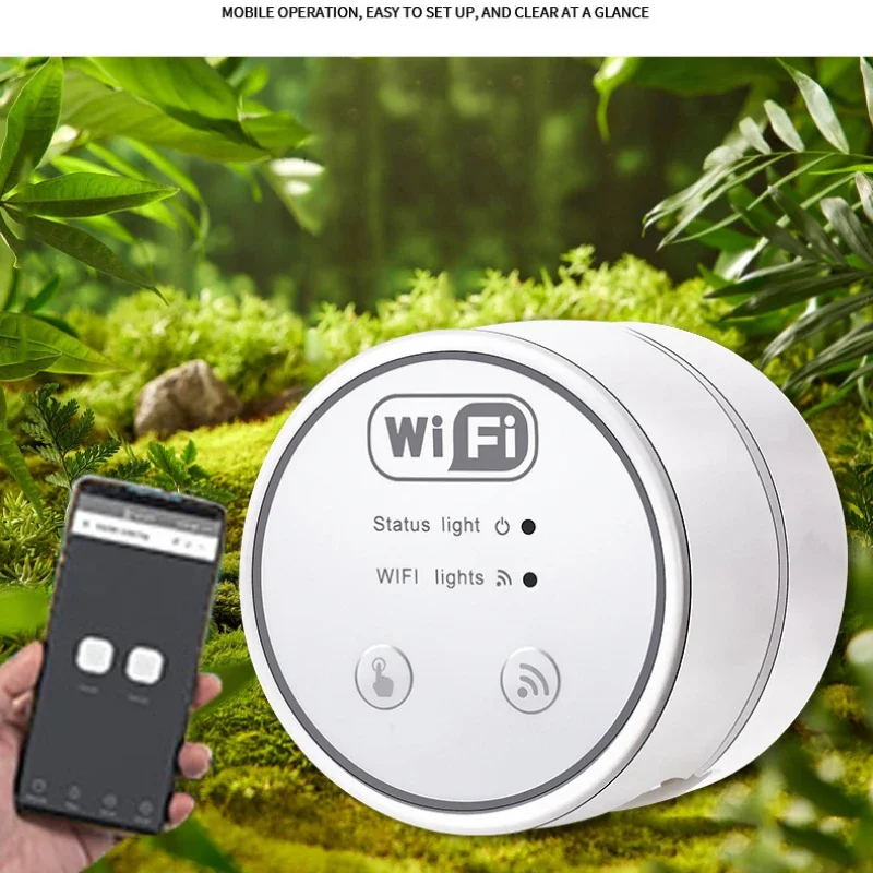 WiFi mobile phone controlled sprinkler system rainforest cylinder humidifier intelligent simulated rainfall cooling spray set