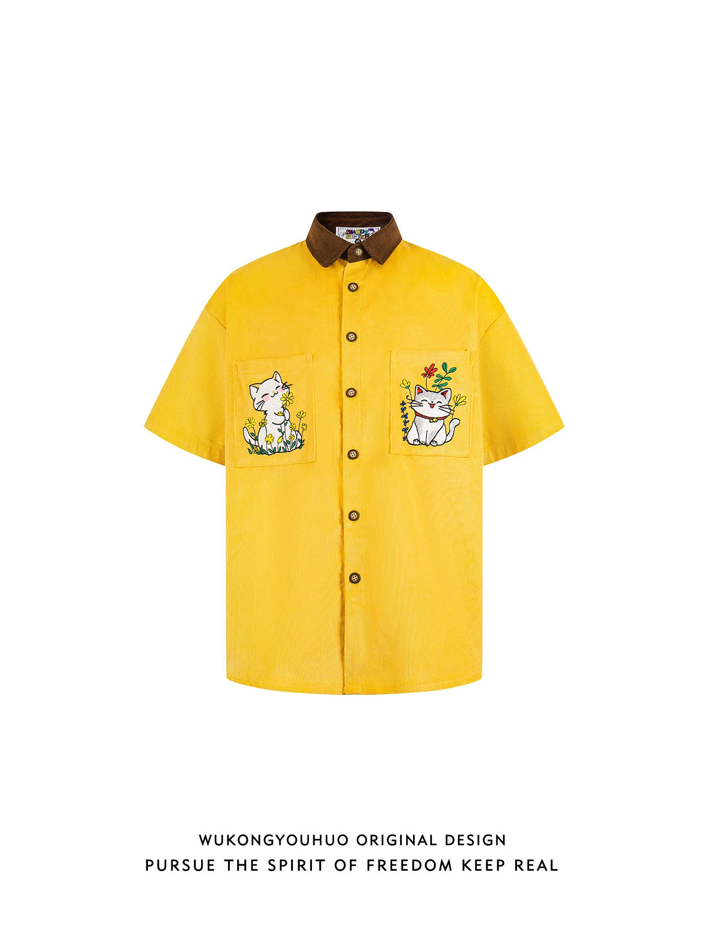 

Летняя повседневная рубашка из вельвета для мужчин и пар, свободного кроя, с вышивкой, износостойкая