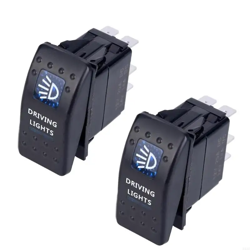 

831F 2Pcs 20A 12V Blue LED Lighted Waterproof Switches Marine Boats Switches 5 Pin Toggle Switches Enduring