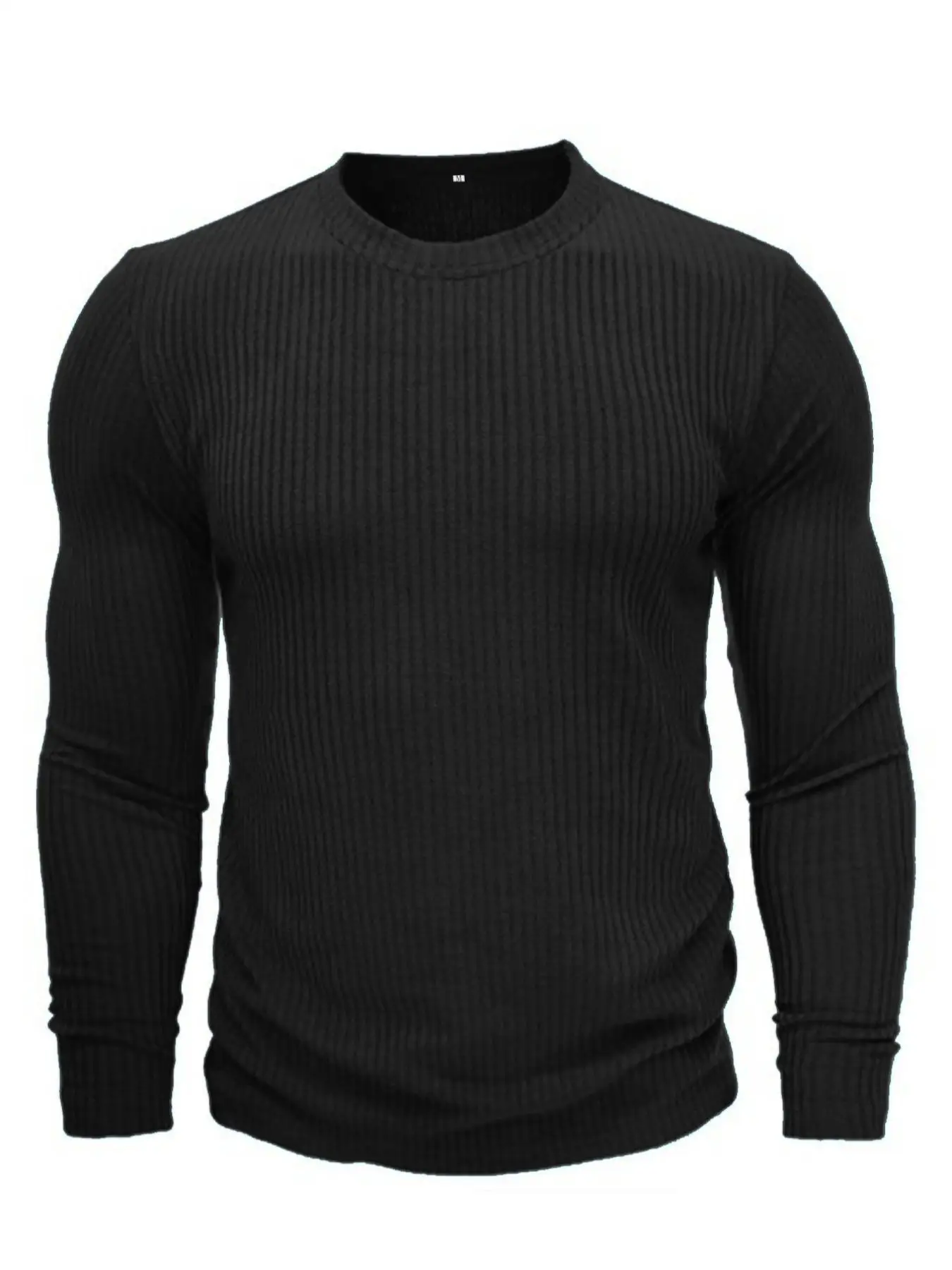 Men's Round Neck Long Sleeve Knit T-Shirt  Solid Color Pullover Sweater Casual & Formal Fit Perfect for Daily Wear