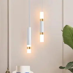 모던한 예술 골드 펜던트 램프, 침실 머리맡 조명, AC 220V, 긴 케이블, LED 매달린 조명 바, 주방기구