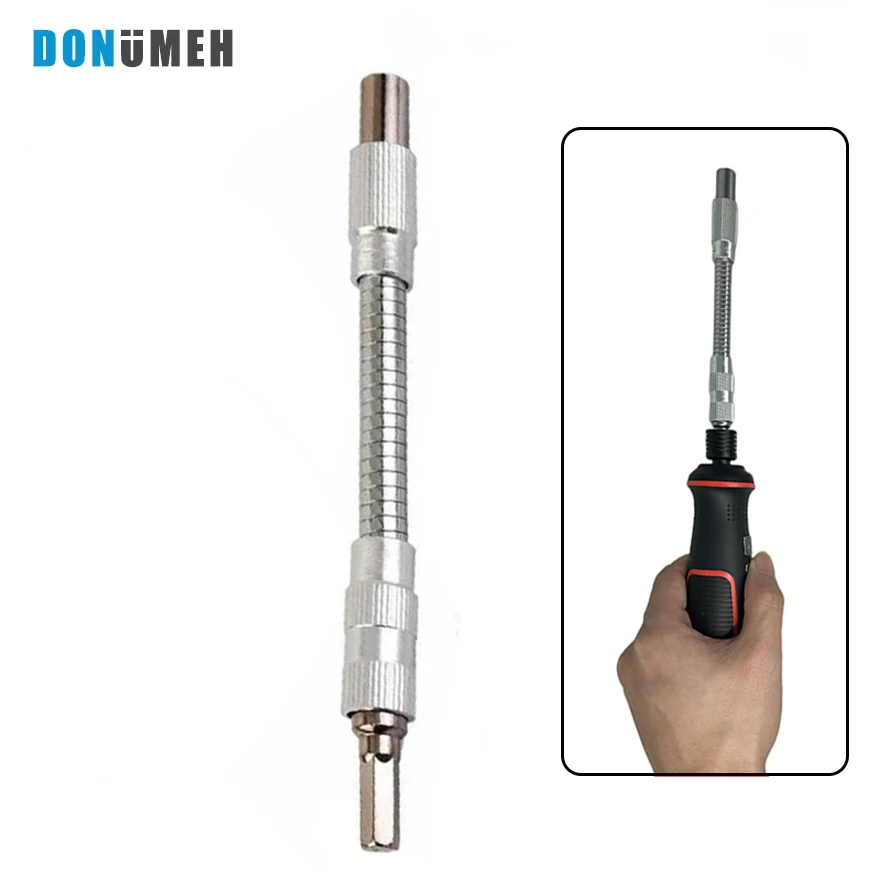 Donumeh metal eixo flexível 150mm/200mm/300mm mangueira de metal acessórios da ferramenta elétrica extensão chave de fenda bits titular broca conectar