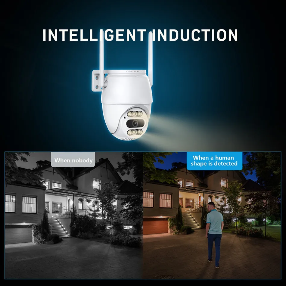 كاميرا مراقبة فيديو PTZ خارجية ، 5MP ، IP ، WiFi ، حماية أمنية ، ألوان كاملة ، رؤية ليلية ، كاميرا iCsee ، P2P