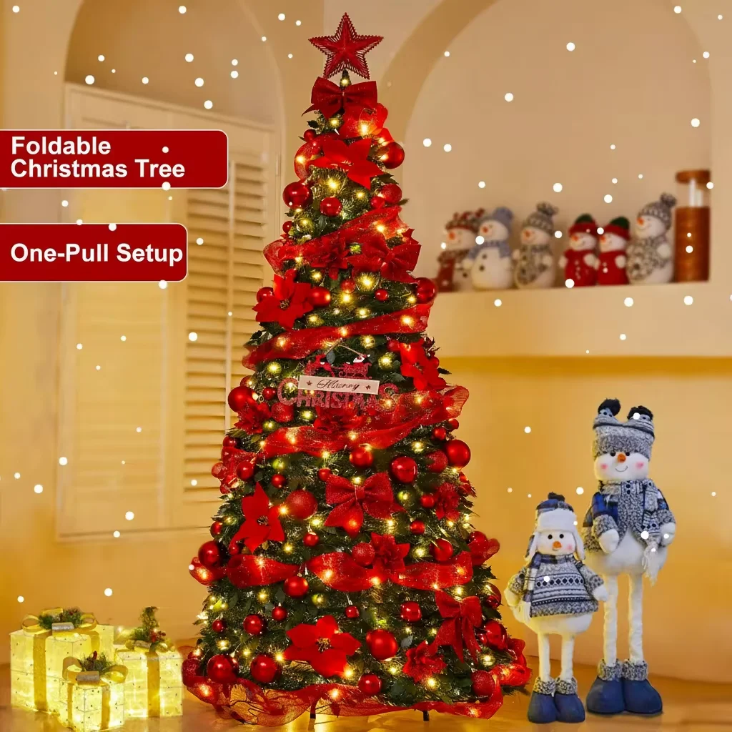 

New Foldable Christmas tree Pre-Decorated Christmas Tree Pop-Up Festive Decoration Home Decor Portable Christmas Tree