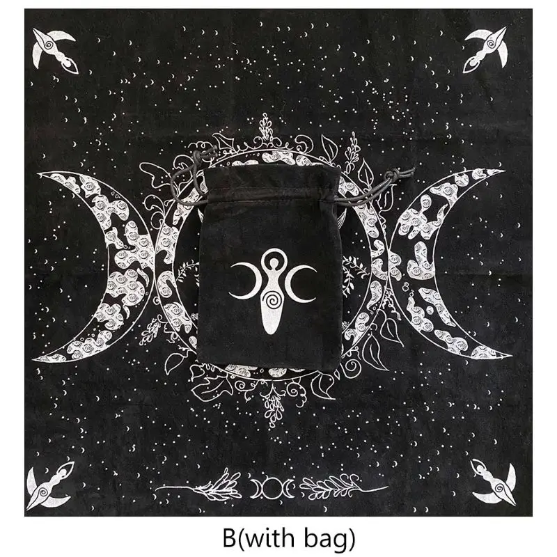 Y1UB Altar Tarot Cloth Triple Moon Phases Astrology Tarot Cards Divination Special Tablecloth 19