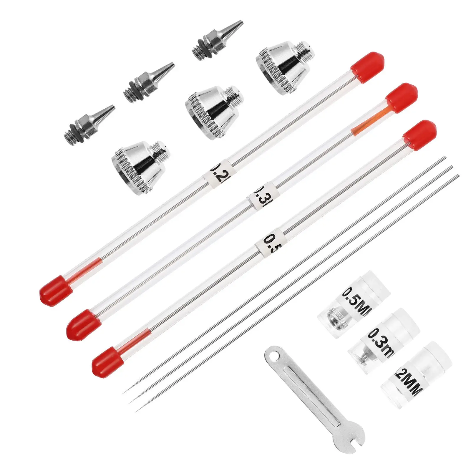 1Set Airbrush Nozzle Needle Set High Quality Stainless Replacement Parts Airbrush Painting Machine Repair Kit Nozzle Cap