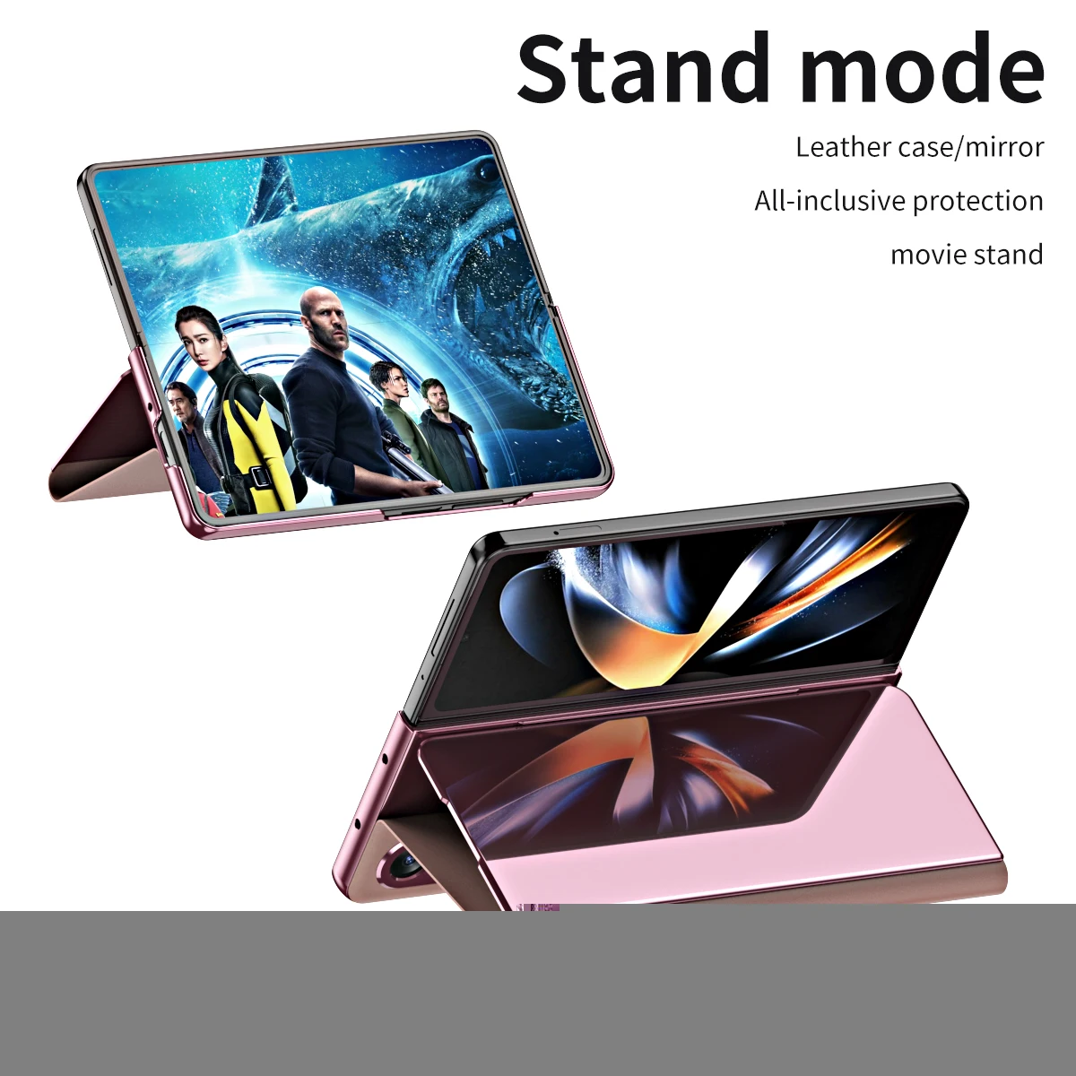 Mirror Clear Flip Magnetic Phone Case for Samsung Galaxy Z Fold 6 8 7 5 4 3 5G Fold 5 Fold 4 FOLD8 PU Leather Case Full Cover