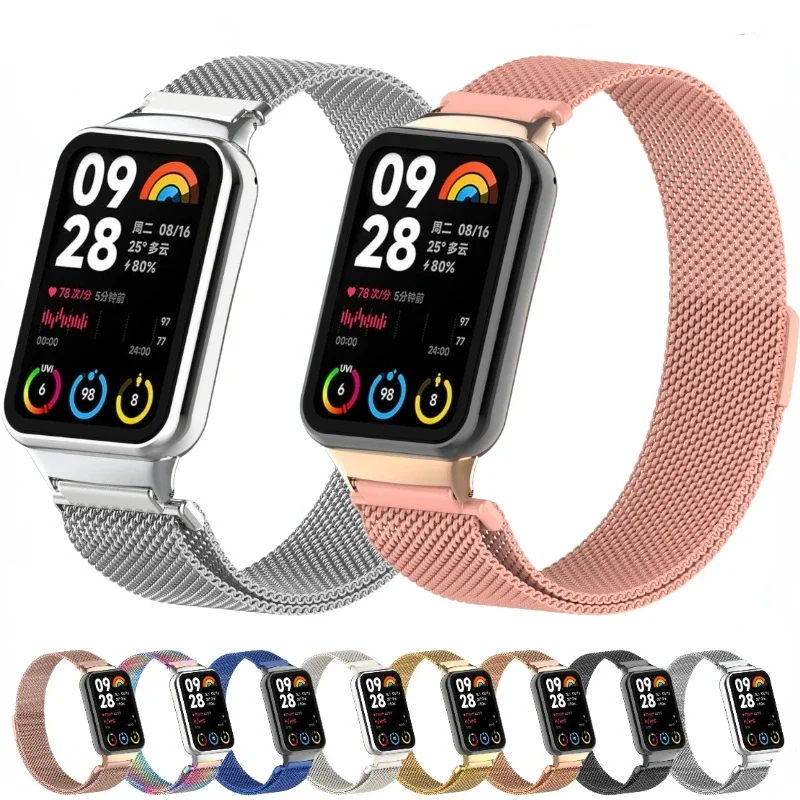 

Metal Milanese Loop Strap For XiaoMi Mi band 9/8 Pro Stainless steel Magnetic Bracelet Band For Redmi Watch 4 Correa Accessories