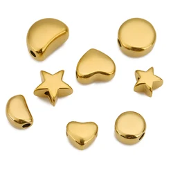 5pcs 7/8/10mm Stainless Steel Star Love Heart Spacer Beads for DIY Bracelets Jewelry Making Necklace Earrings Supplies Findings