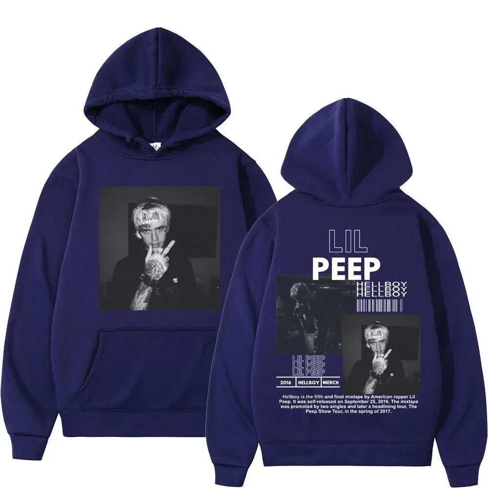 Hip hop rapper Lil Peep patterned hoodie high-quality fashion pullover men\'s and women\'s street fashion retro hooded sweatshirt