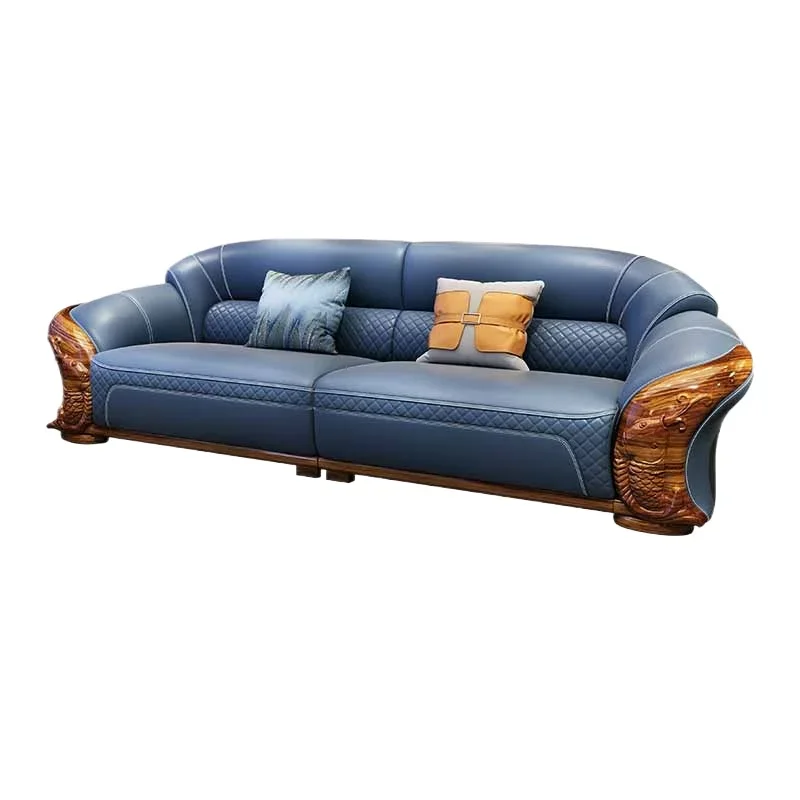 

*zModern minimalist solid wood sofa creative design, top layer extra thick cowhide sofa, living room