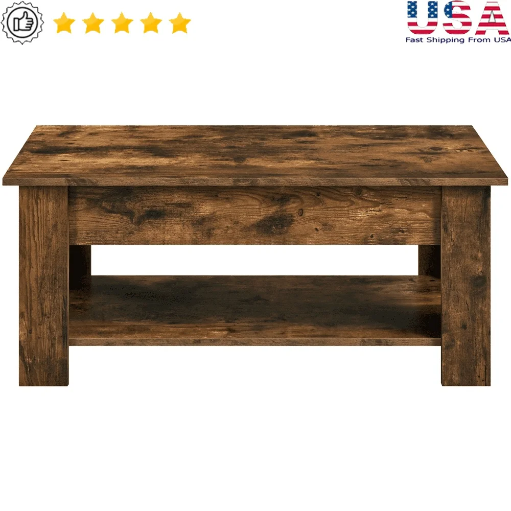 

Modern Lift Top Coffee Table with Hidden Storage Compartment Multi-functional Design Small Spaces Easy Maintenance Rustic Finish