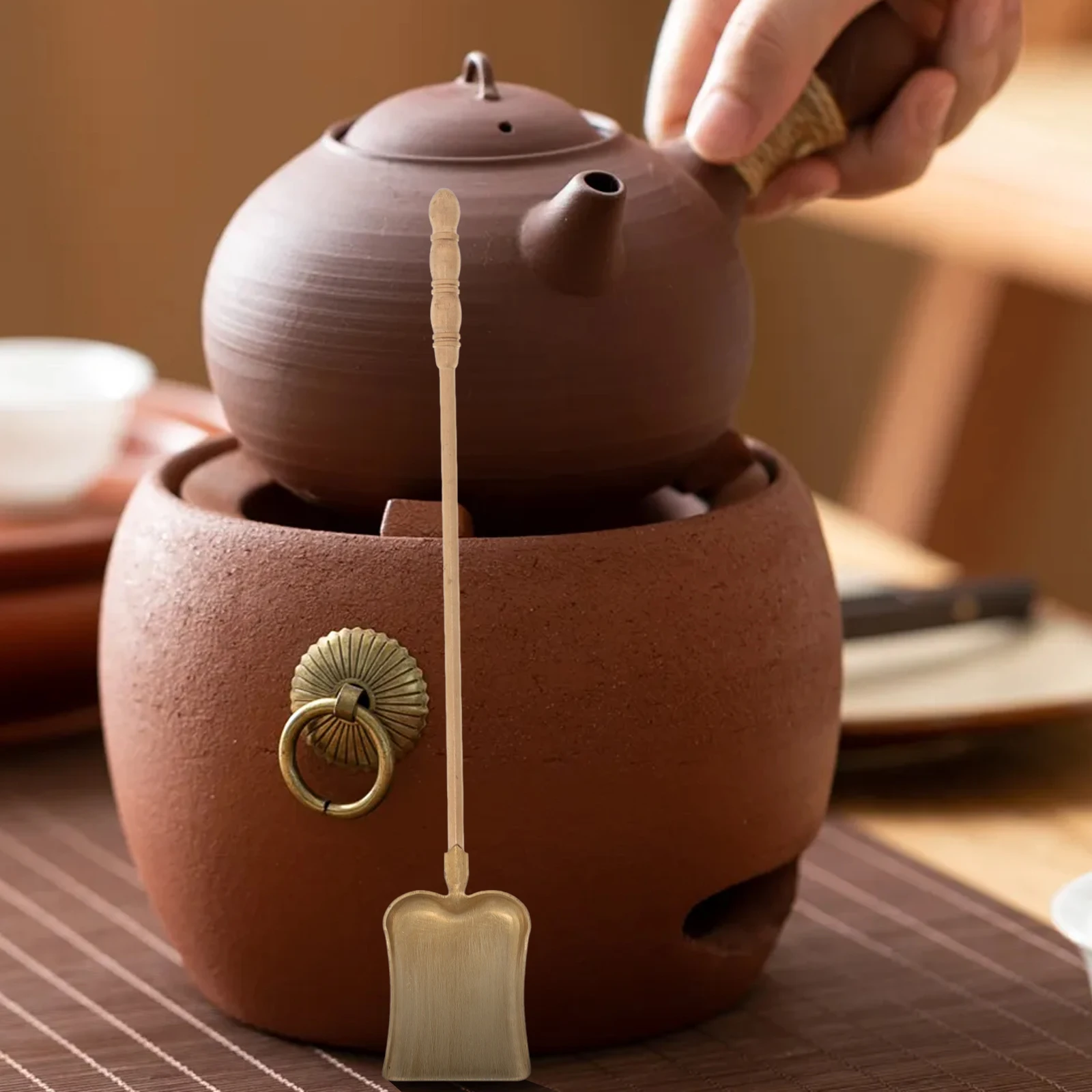 مجرفة شاي نحاسية متطورة متعددة الوظائف لضبط موقد حفل الشاي محمول منزلي بأسمائها الحقيقية الجمالية