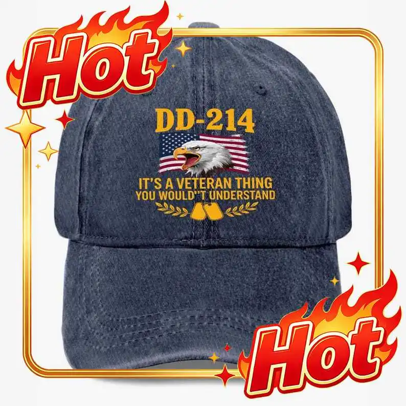 Custom Hat DD-214 Veteran Hat: Eagle Flag Phrase Baseball Cap, Patriotic Military Dad Hat