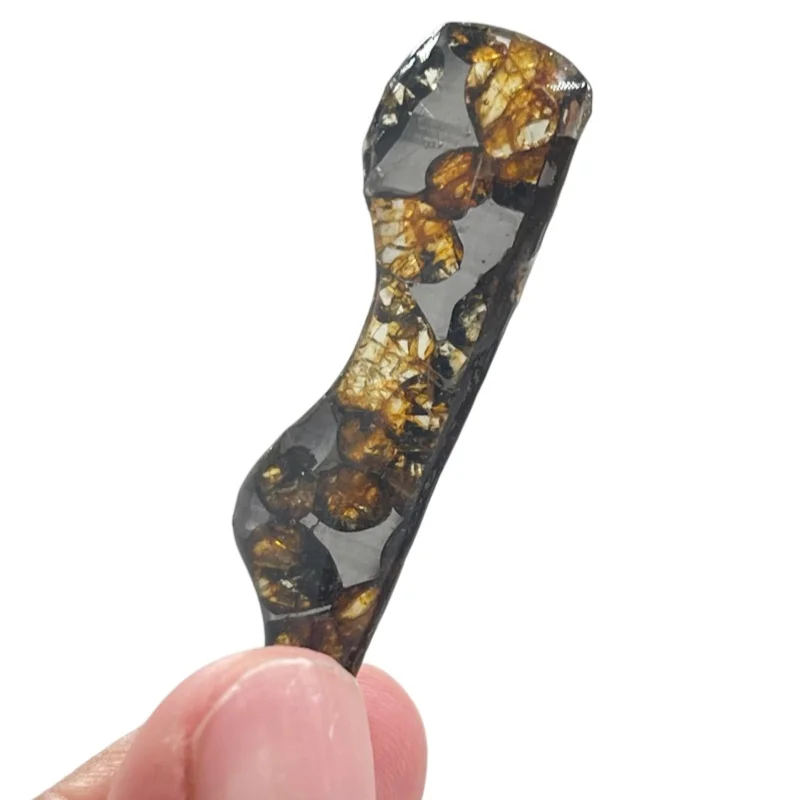 Natural Seymchan Pallasite Meteorite Hourglass Irregular Slice Hand Polished Olivine Meteorite Specimen Collector Gift -TA840