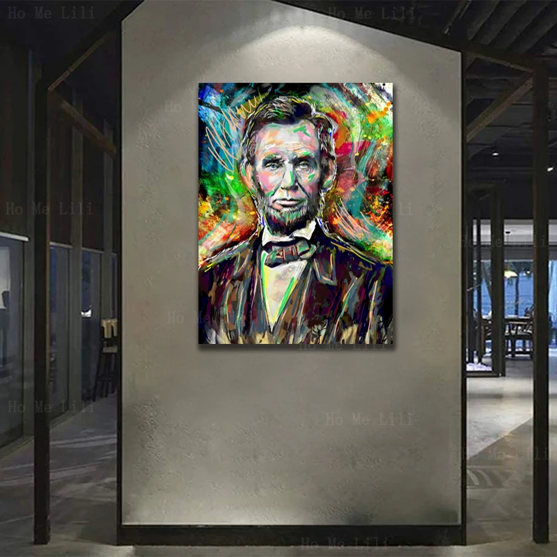 Abraham Lincoln American President Portrait Painting Canvas Wall Art By Ho Me Lili For Livingroom Home Decor Great Gift