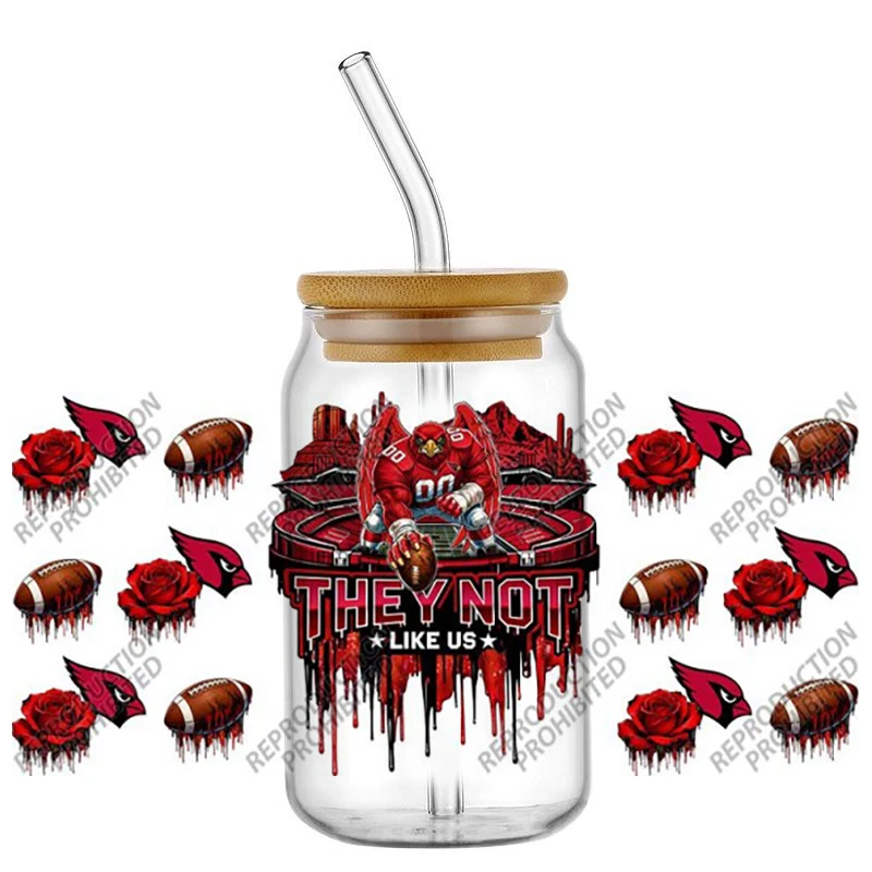 Hotsale Popular Football Cool Team Mascots 16oz UV DTF 3D Transfer Sticker Decals Wraps Glass Can Cups Creative Craft DIY