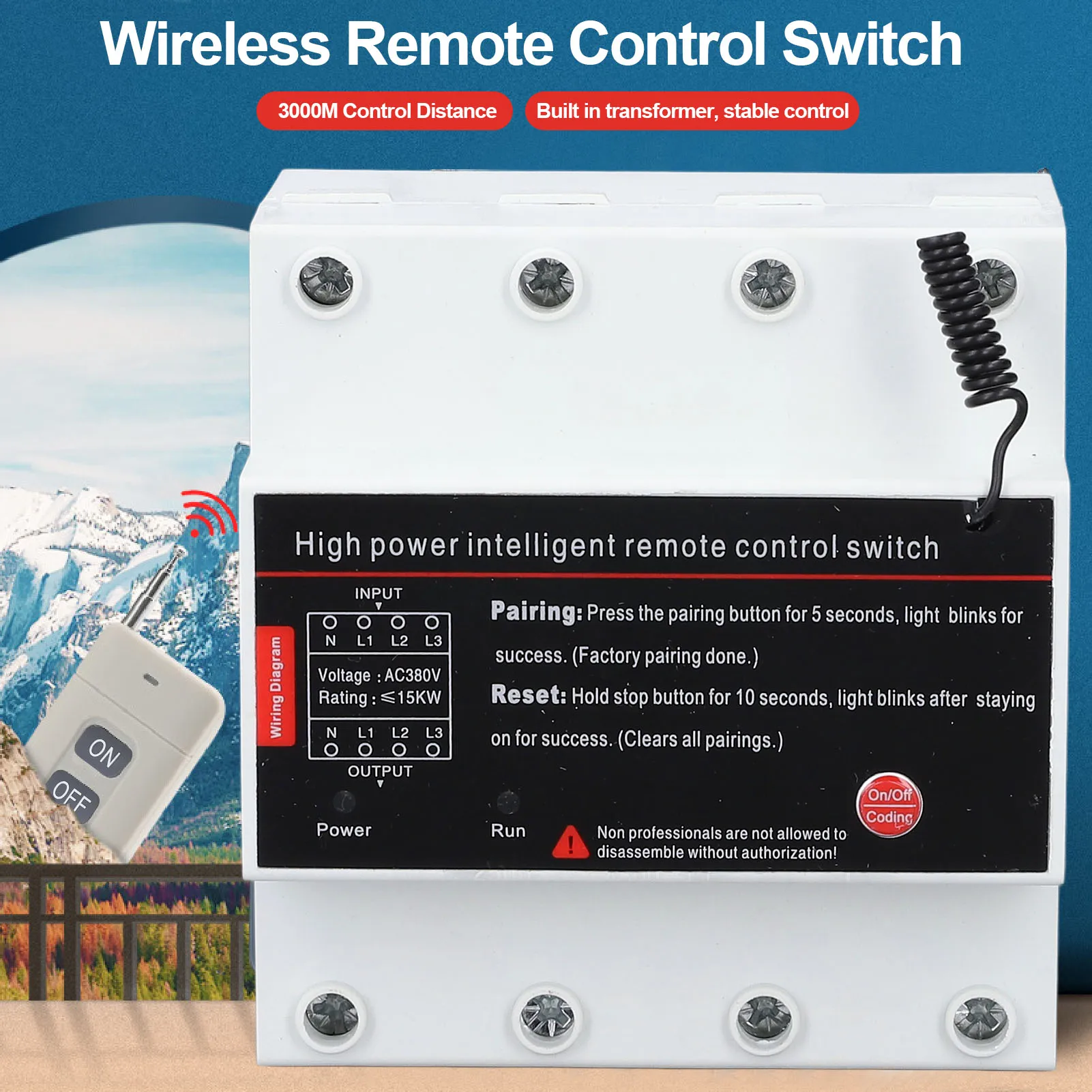 

Пульт дистанционного управления для 3-фазного двигателя насоса/ворот гаража, интеллектуальный, на расстояние до 3 км, AC380V