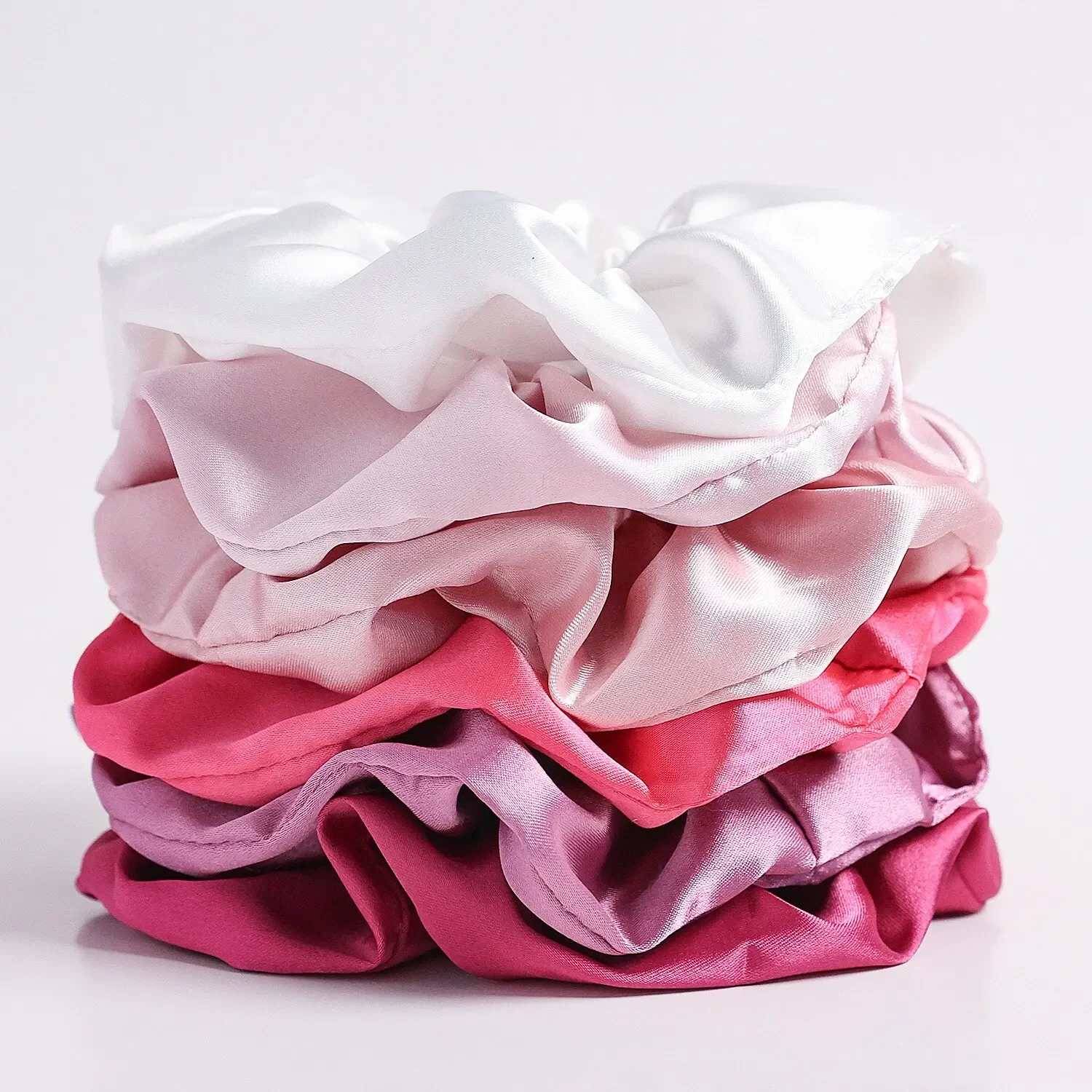 6-Piece Women\'s Pure Color Satin Large Scrunchie Daily Simple Atmospheric Set