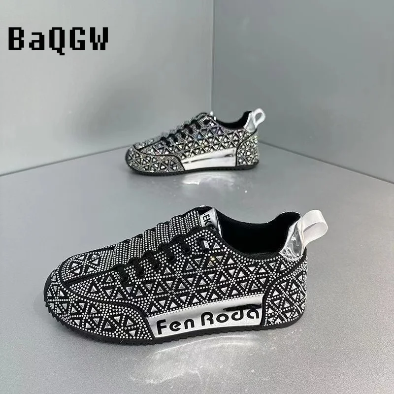 Luxury Sparkly Sneakers for Men Designer Cover Bottom Casual Bling Board Shoe Fashion Upper Increased Internal Platform Shoes