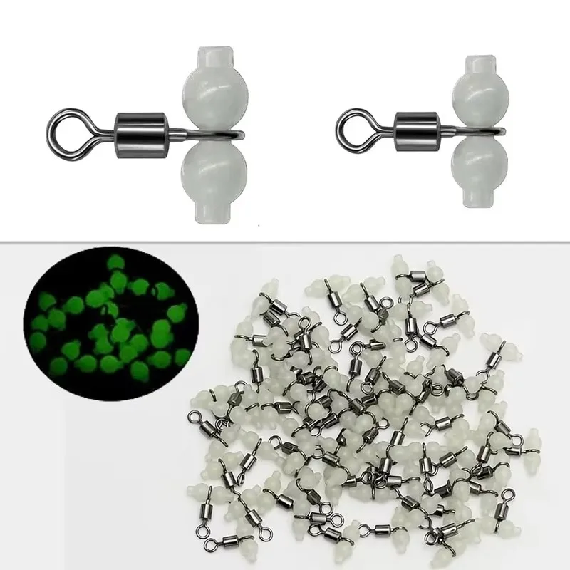 10/20/30/40Pcs Luminous Gourd-Shaped Swivels Split Rings Balance Swivels Connectors Fishing Tackle Outdoor Fishing Accessories