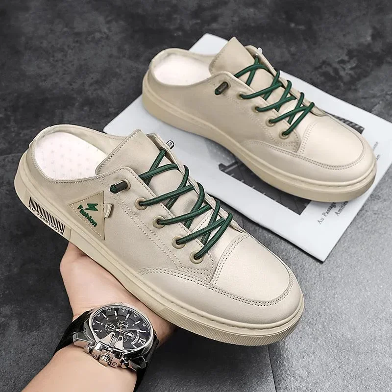 

Сетчатые полутапочки, модная мужская парусиновая обувь, мужские трендовые сандалии, тапочки Baotou, полутапочки, дышащая мужская обувь с вырезами